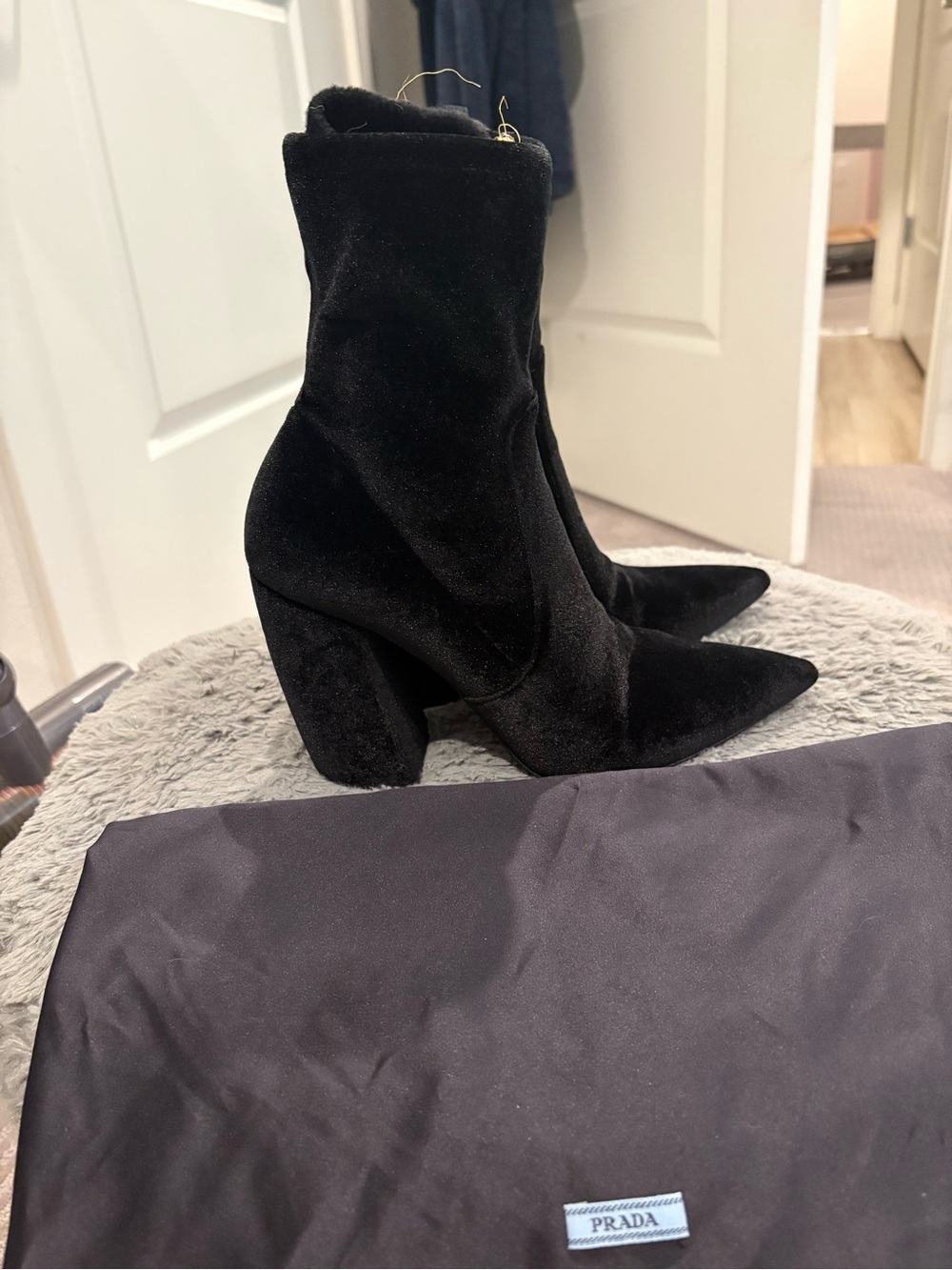 Prada Velvet Pointed Toe Boots - Picture 7 of 13